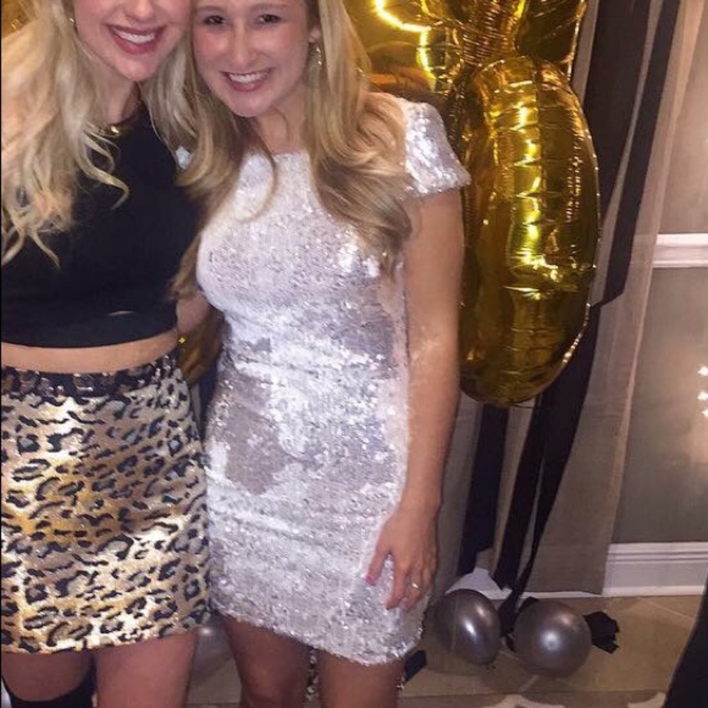 white sequin cocktail dress